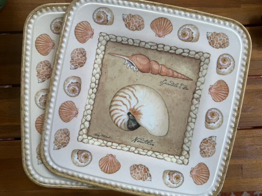 Keller-Charles Philadelphia 100% Melamine Dinner Sea Shell Plates (10) 10”Plates
